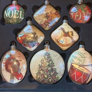 Vintage Holiday Ornament Set with Festive Designs